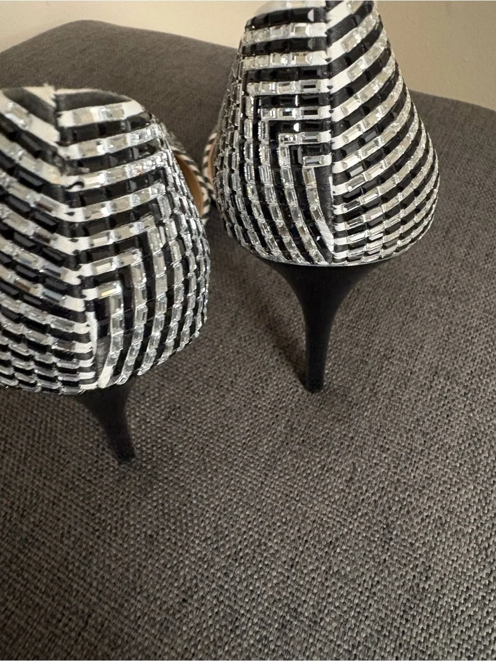 INC Black and Silver Sequins Closed Toe High Heels Size 6